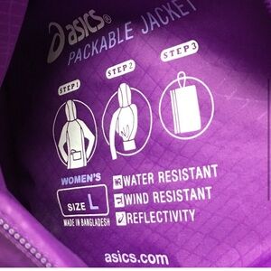 Asics Packable Purple Windbreaker Jacket Size L